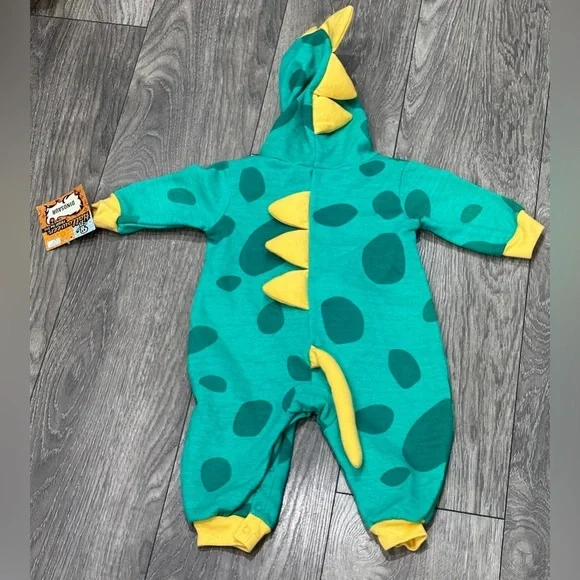 ππTarget Infant Green Spotted Dragon Hooded Romper Costume ππ - Picture 3 of 5